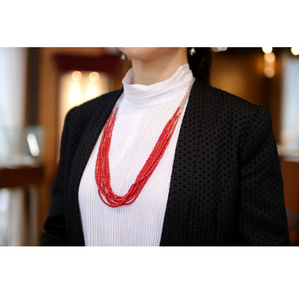 【SOLD OUT】evaNueva 珊瑚＆ジルコンネックレス 