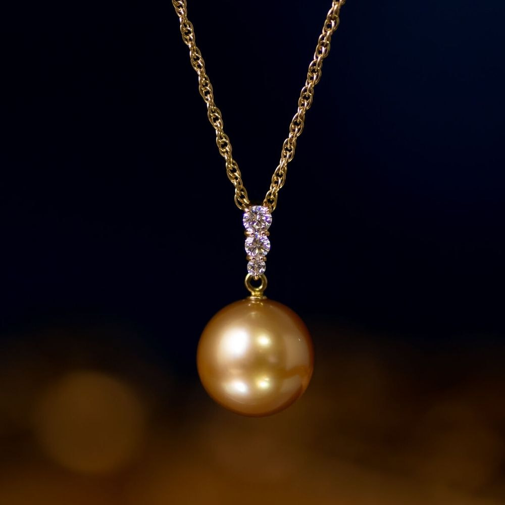 K18 ゴールデンパール ペンダントネックレス