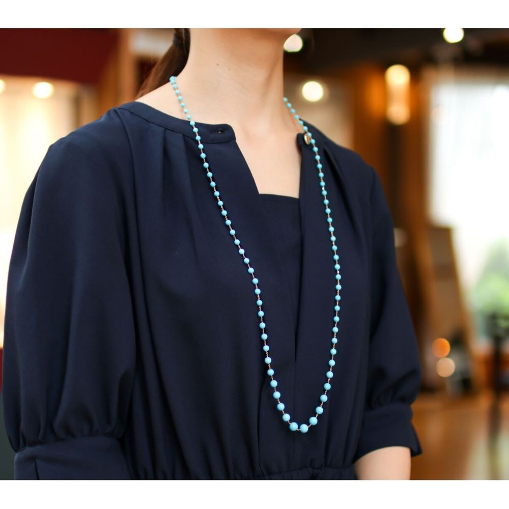 【SOLD OUT】【CASMINEｘJ.C.BARコラボ】K18WG/YG スリーピングビューティー トルコ石 ネックレス　キャスミンコラボ 1066712