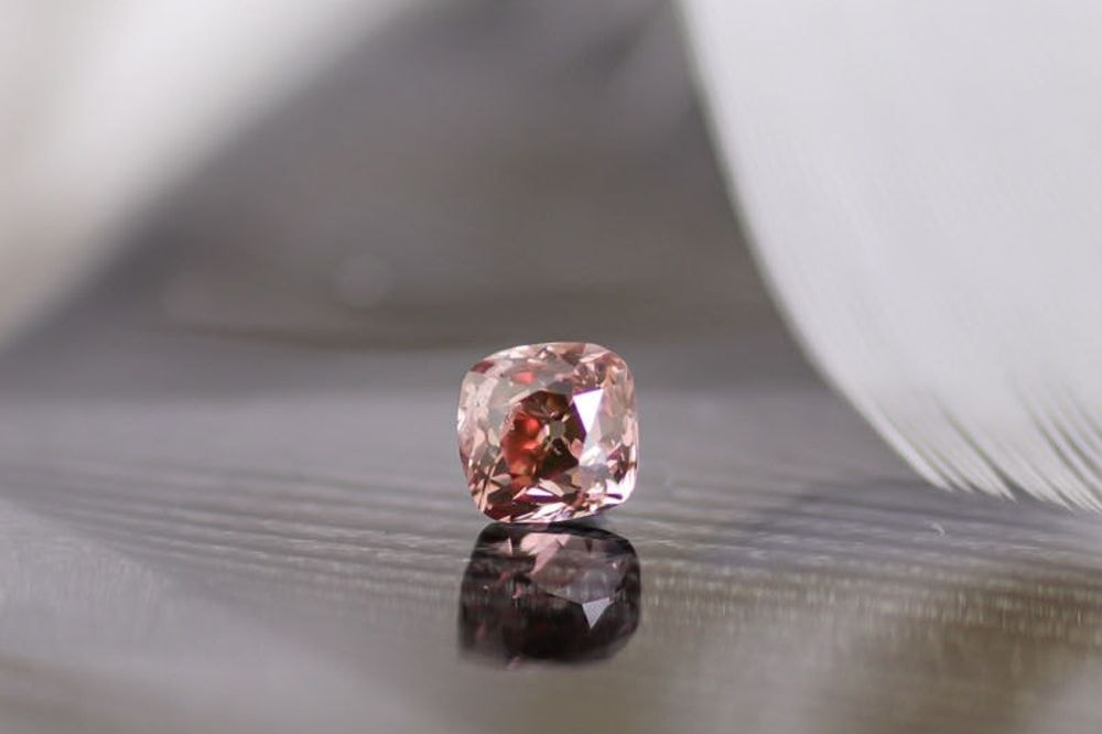 天然ファンシーディープオレンジーピンク ダイヤモンド  0.407ct 