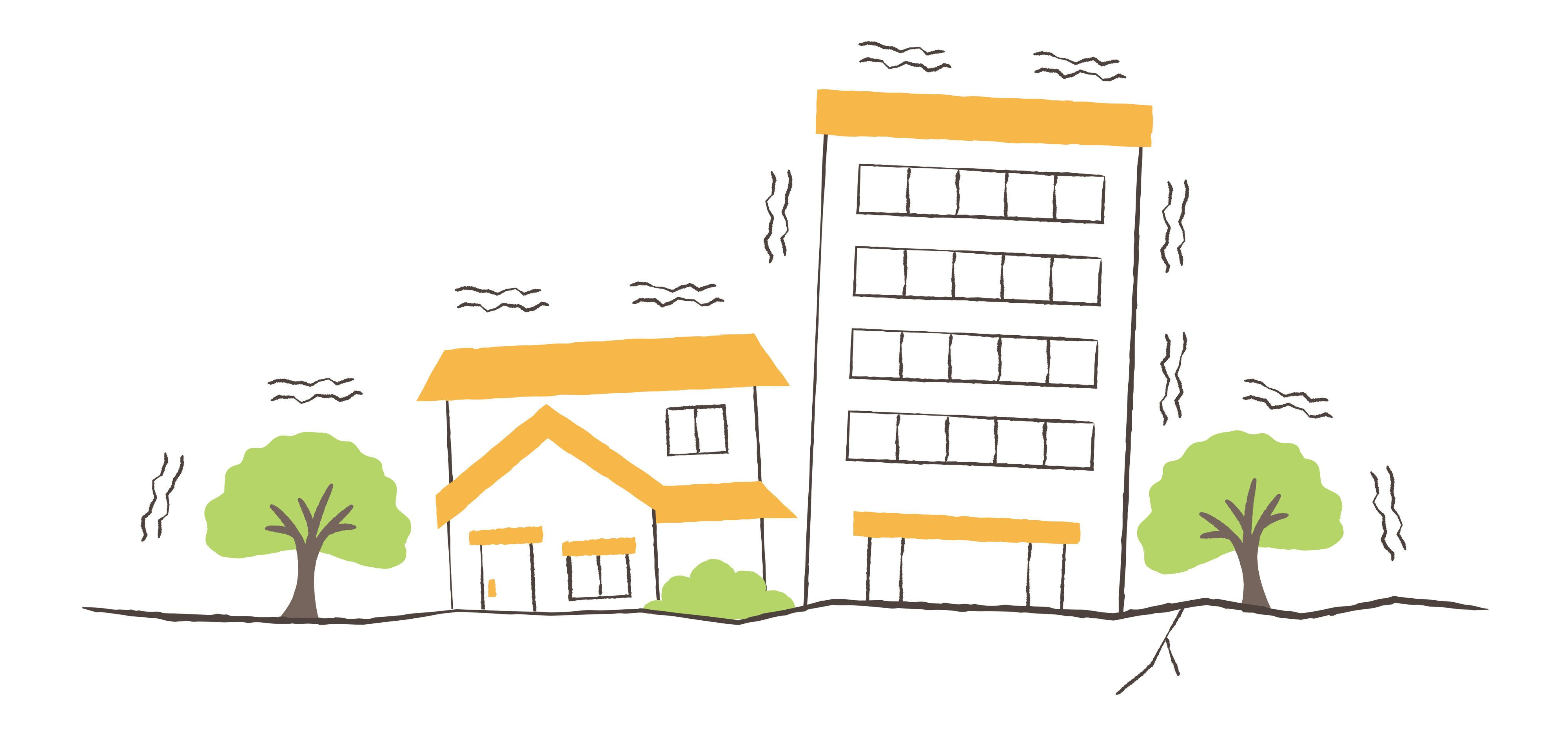 地震発生時の備えをイメージしたイラスト