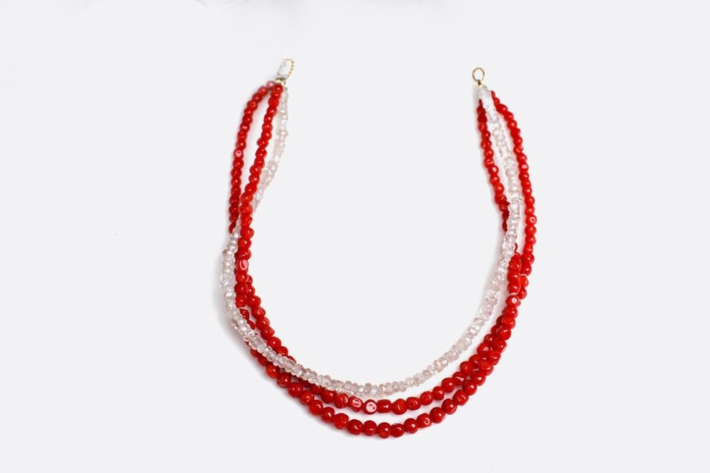 珊瑚＆ジルコン ［Cameleon］ネックレスパーツ