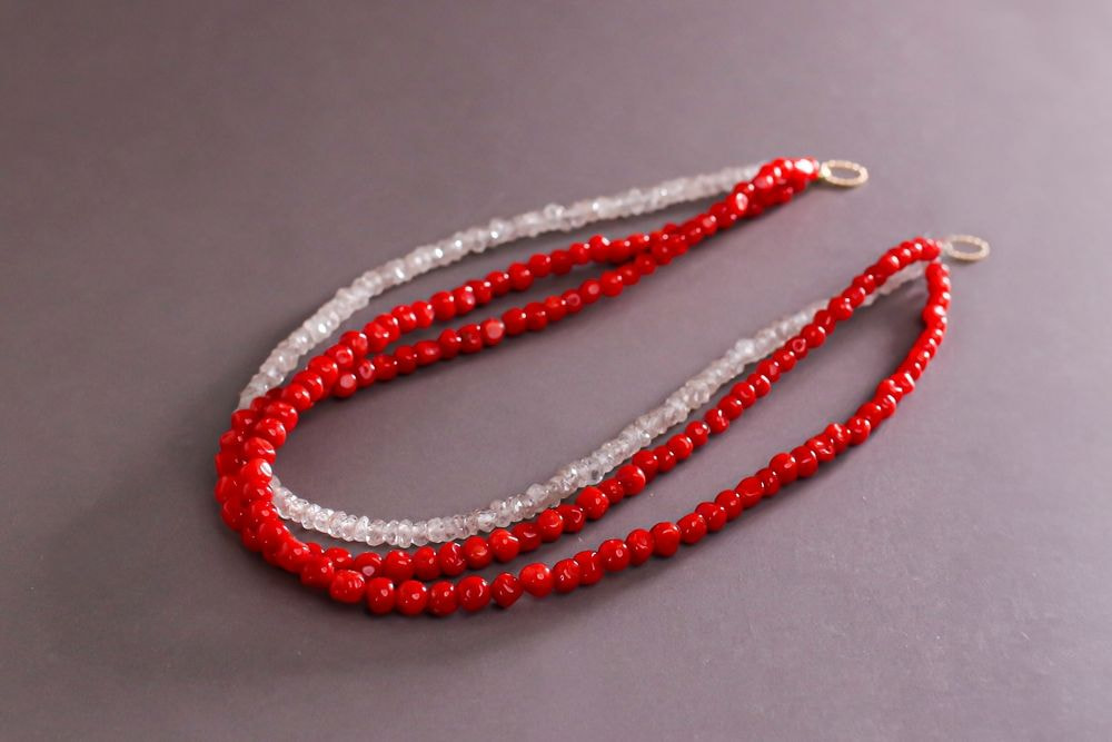 珊瑚＆ジルコン ［Cameleon］ネックレスパーツ