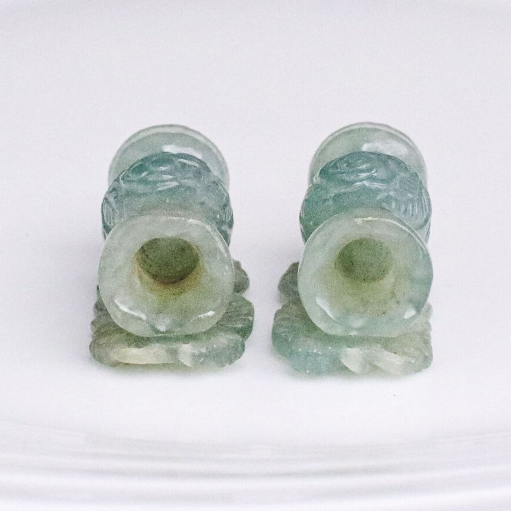 天然ヒスイ ペア 109.6ct [ミャンマー産/カービング 燭台] 	