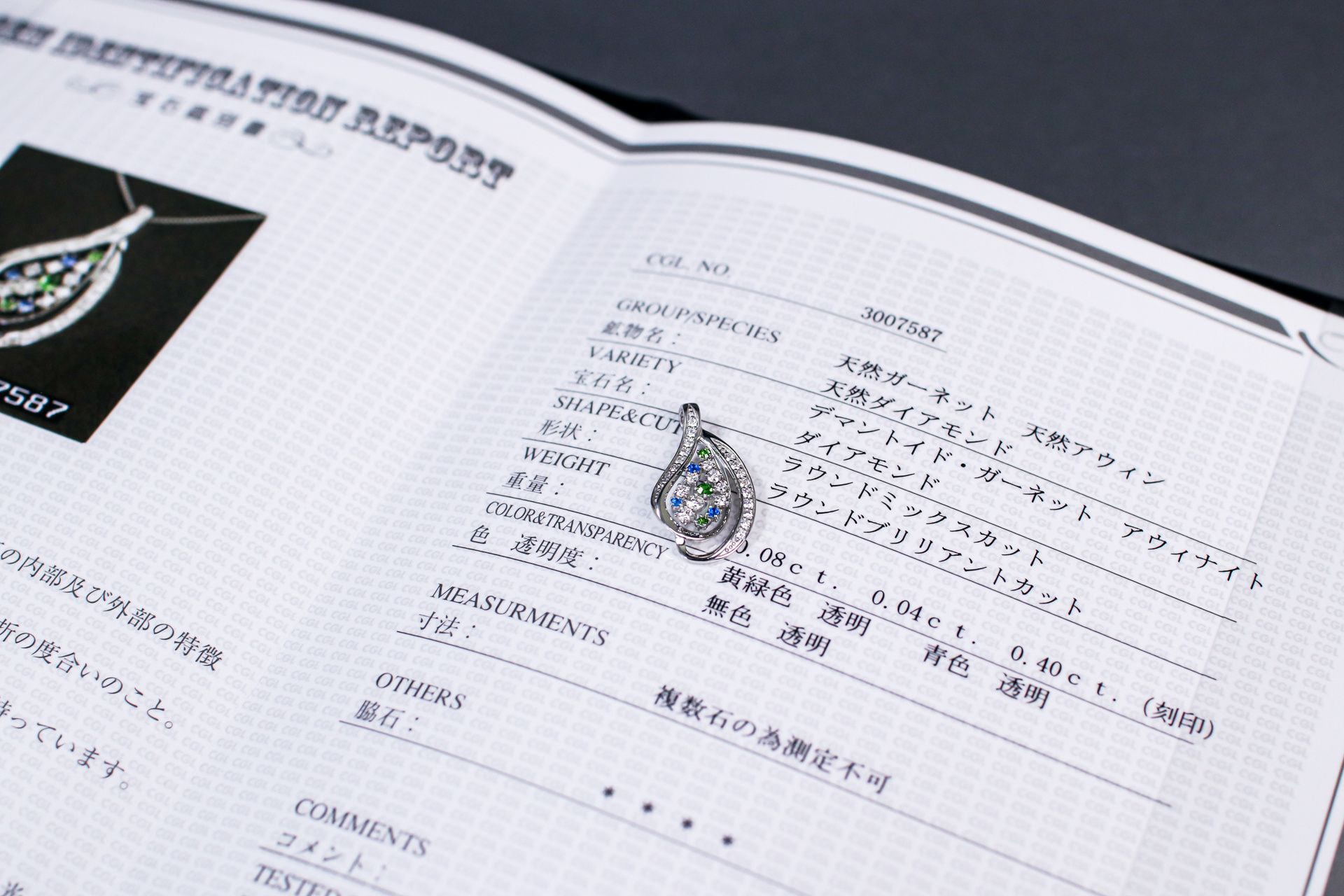 鑑別書やレポートがあればお持ちください。 鑑別書やレポートがあればお持ちください。