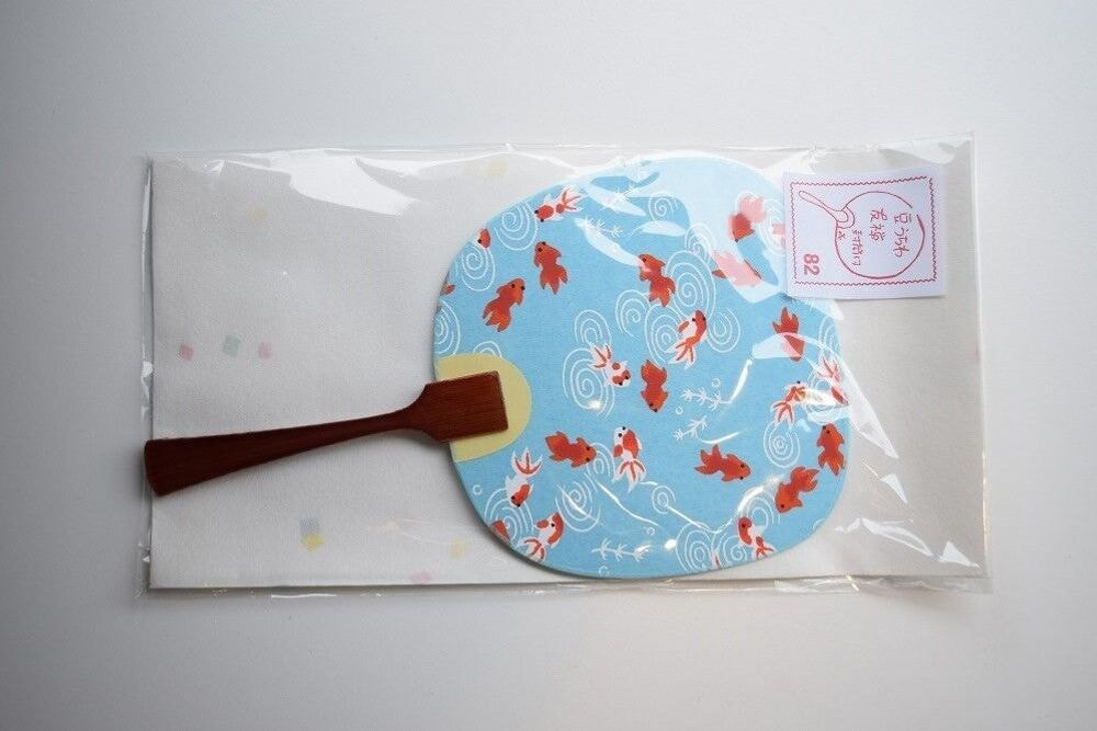 友禅豆団扇（封筒付き）青