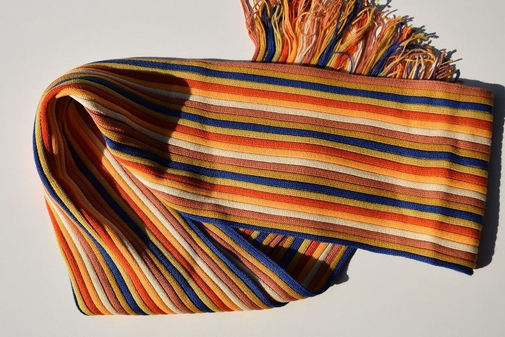 毛混リブマフラー  オレンジ