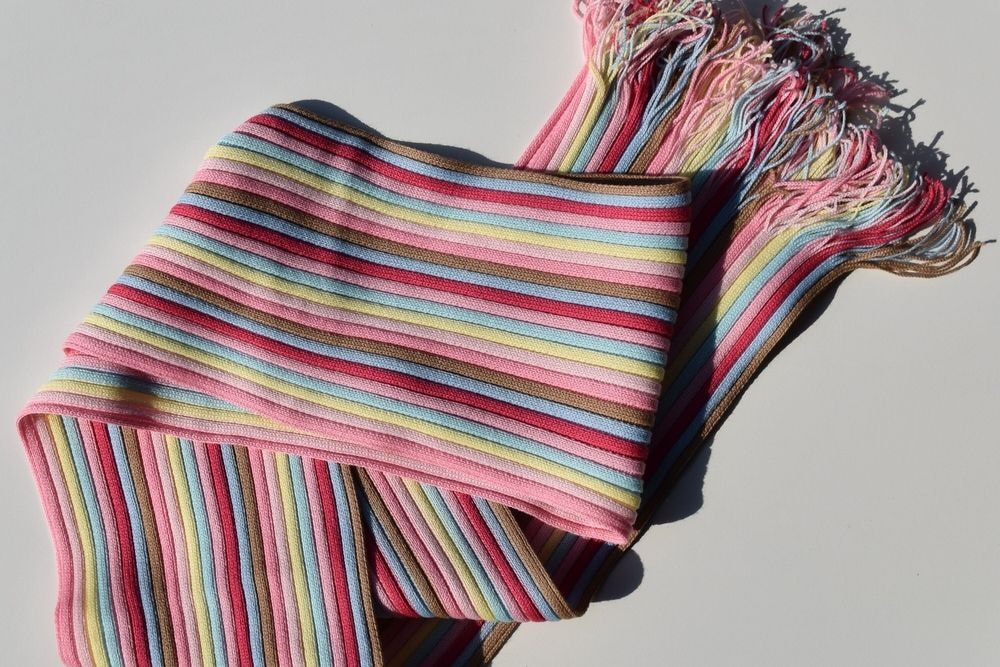 毛混リブマフラー　ピンク